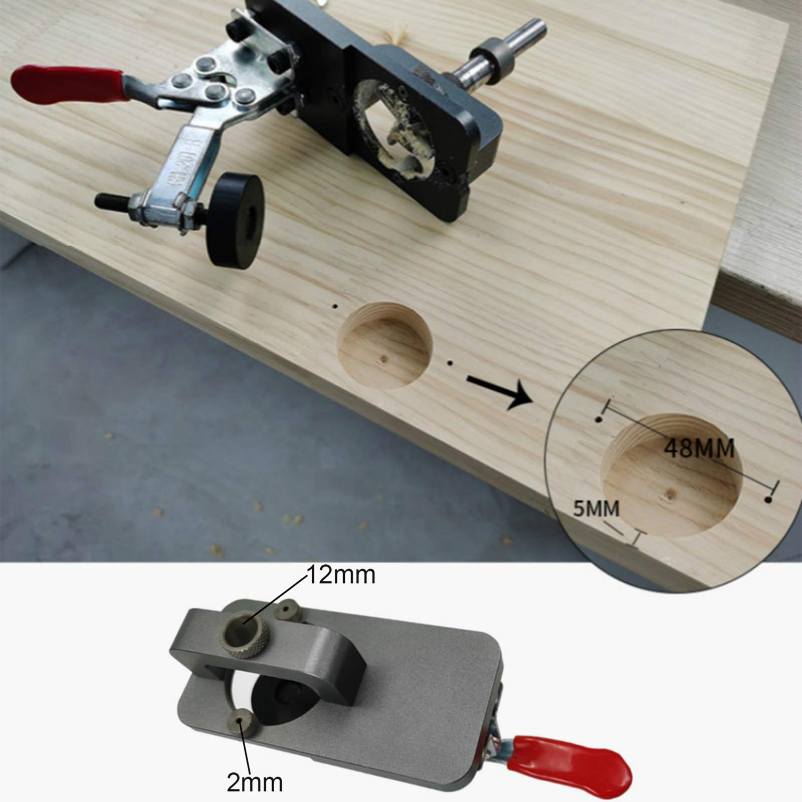 Dima per Cerniere da 35 mm, kit di guida per trapano con fresa per cerniera in lega di alluminio, apri fori per la lavorazione del legno per porta, armadio, guardaroba, mobili (Marrone)