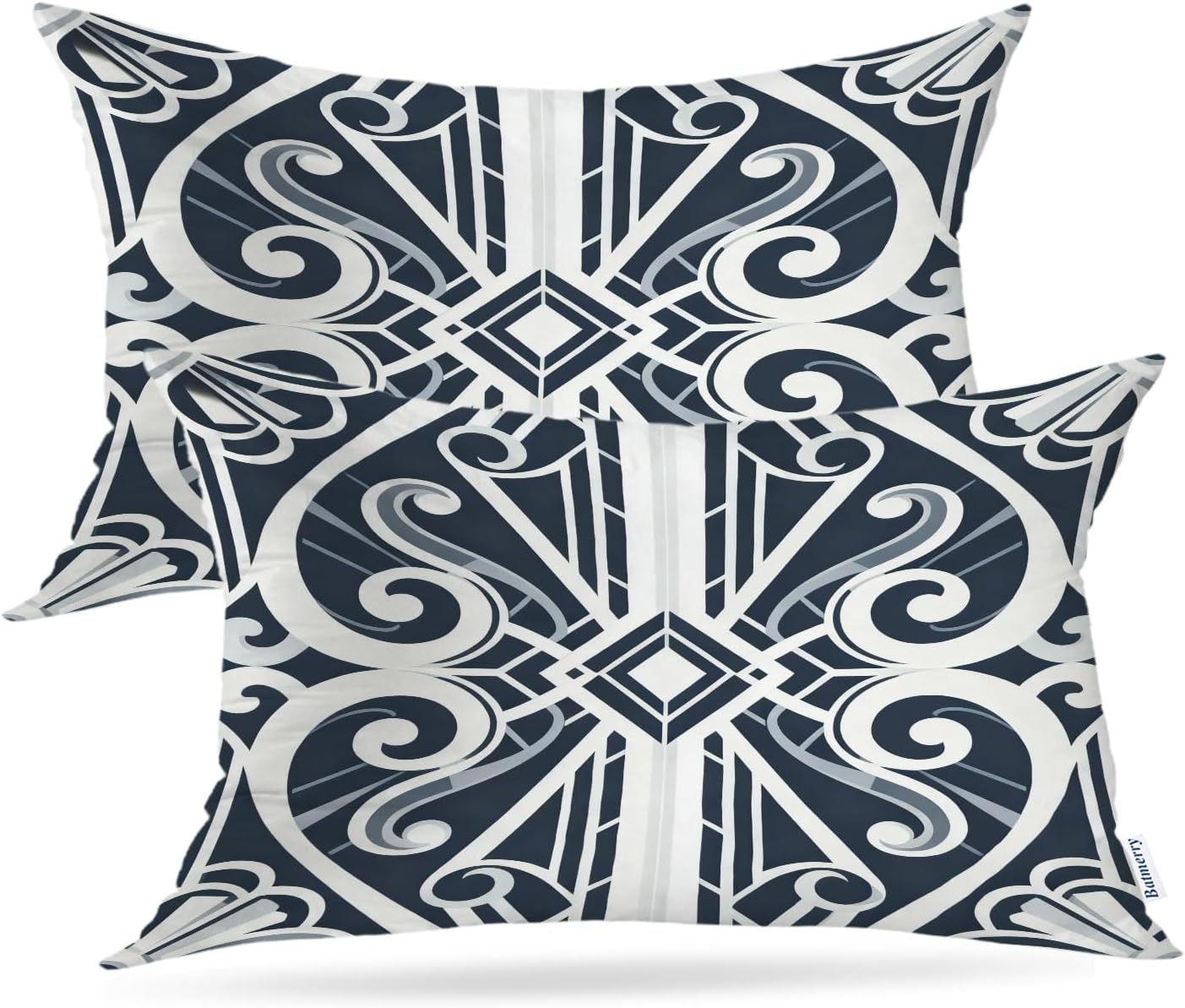 Batmerry Gray and White Floral Throw Pillow Covers,Victorian Style White Flower On Grey Decorative Pillow Covers Digital Printing Blended Fabric for Couch Sofa Bed Invisible Zipper 22X22 in