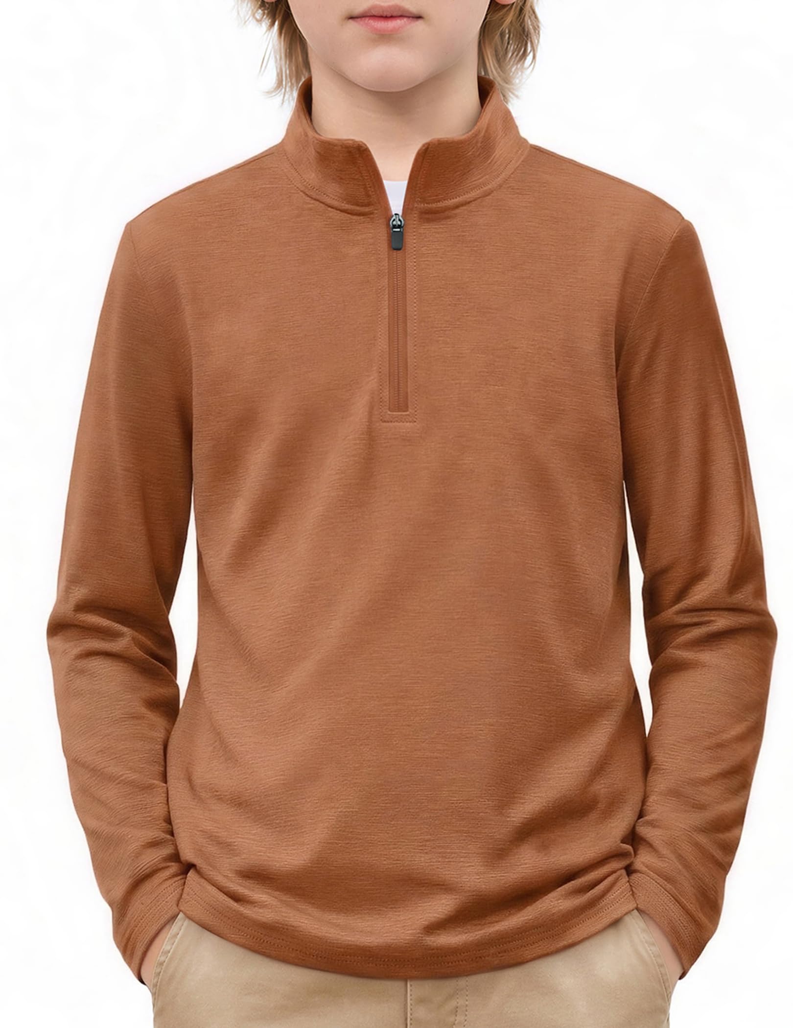 Arshiner Boy's Quarter Zip Pullover Lightweight Mock Neck Active Tops