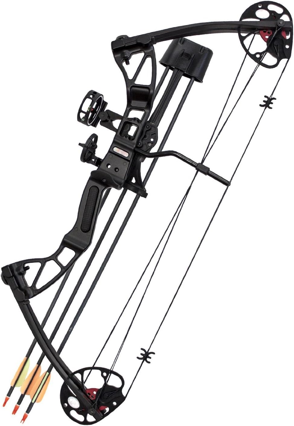 Southland Archery Supply SAS 25-55 Lb 20-29'' Adjustable Quad Limb Compound Bow Package with 3-pin Sight, Arrow Rest, Quiver and Arrows - Black