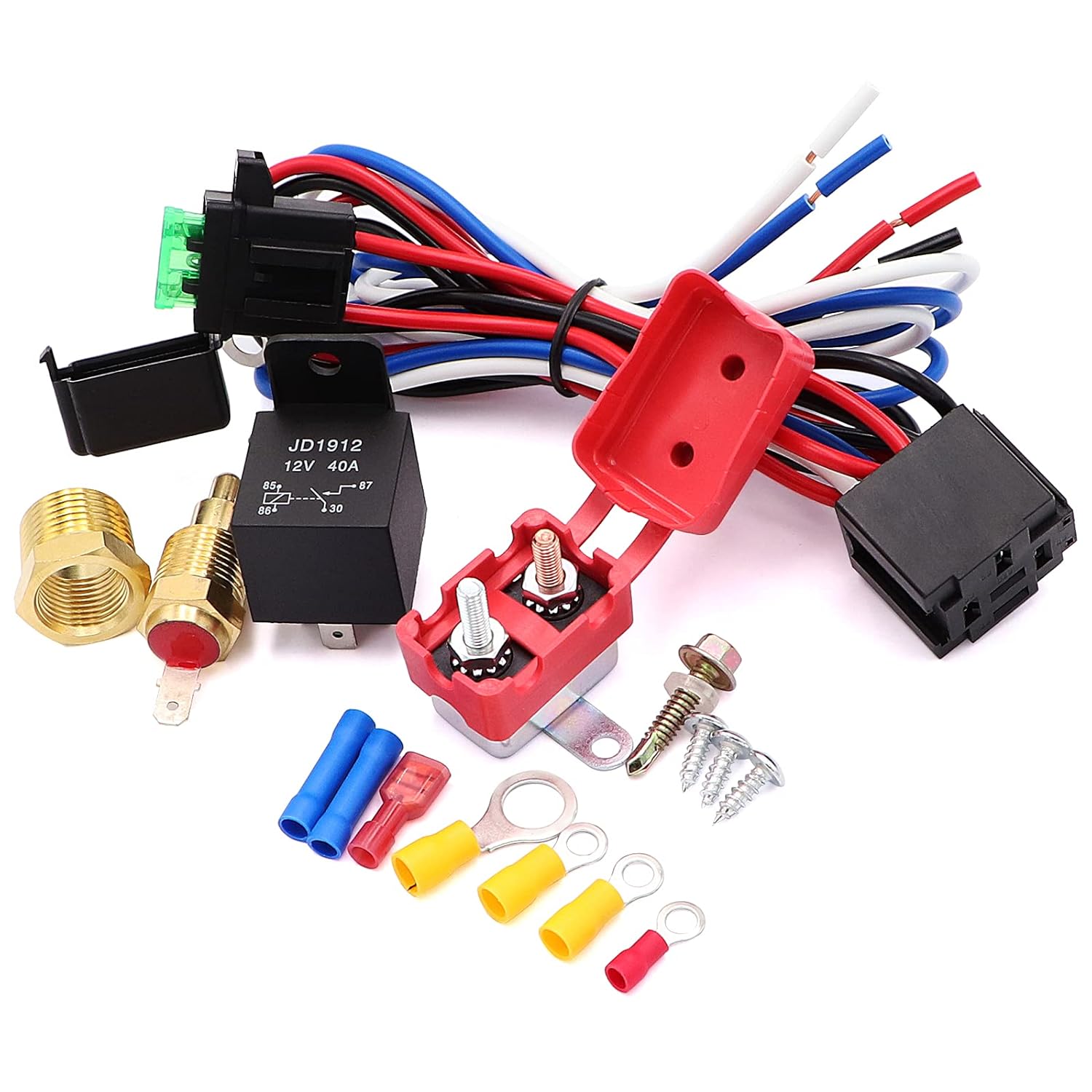 Electric Cooling Radiator Fan Kit with Thermostat and Relay Set in