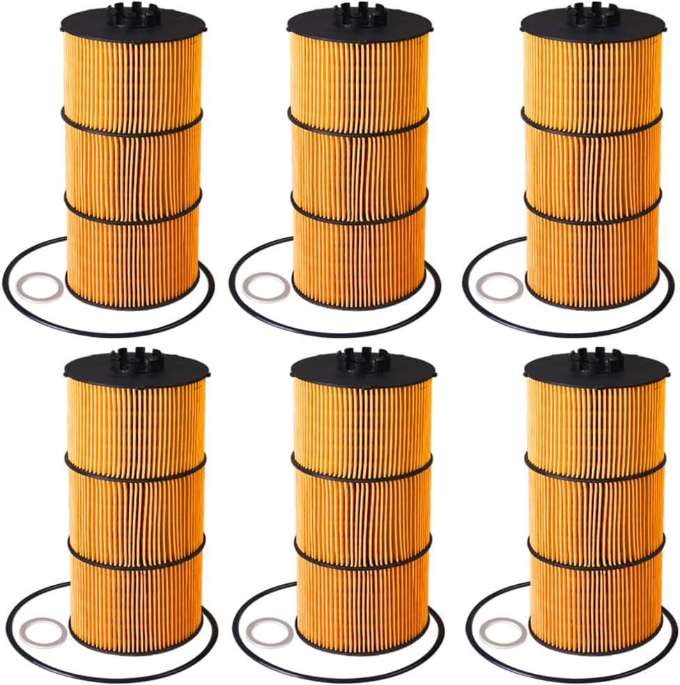 6PCS LF17511 Oil/Lube Filter Fits for Freightliner Trucks Buses 108SD Cascadia L6 Columbia 2012-2016 Western Star Truck L6 12.8L 14.8L 15.6L 2012-2020 Replace P551005 LF17474 P7505 57909 4721800509