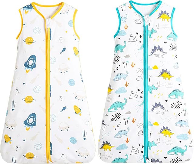 2 PCS Baby Sleeping Bag , Sleeveless Wearable Blanket Sleeping Sack For Infant Toddler Kids From 0-3 Years Old , Swaddle Sack ,Summer (2 pcs L(80-90cm))