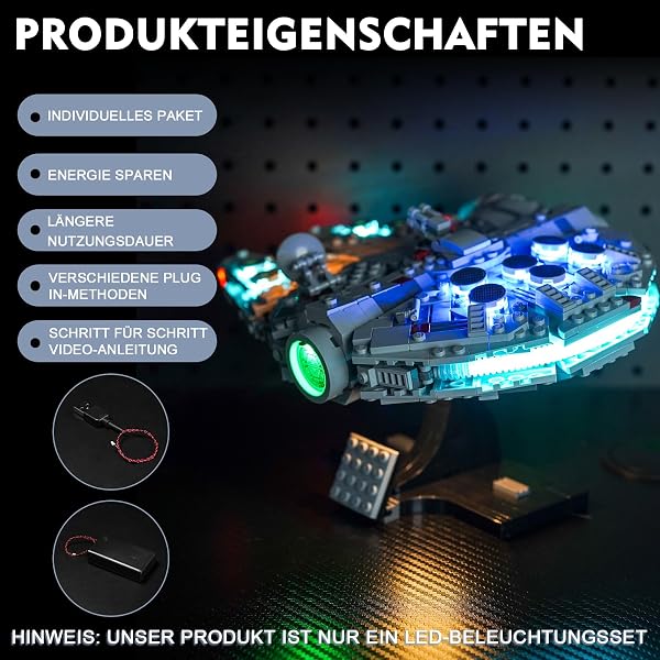 Kit d'éclairage LED BrickBling pour Lego 75375 Faucon Millennium, kit d'éclairage décoratif pour Lego Millennium Falcon Jouet créatif - Version standard - 4