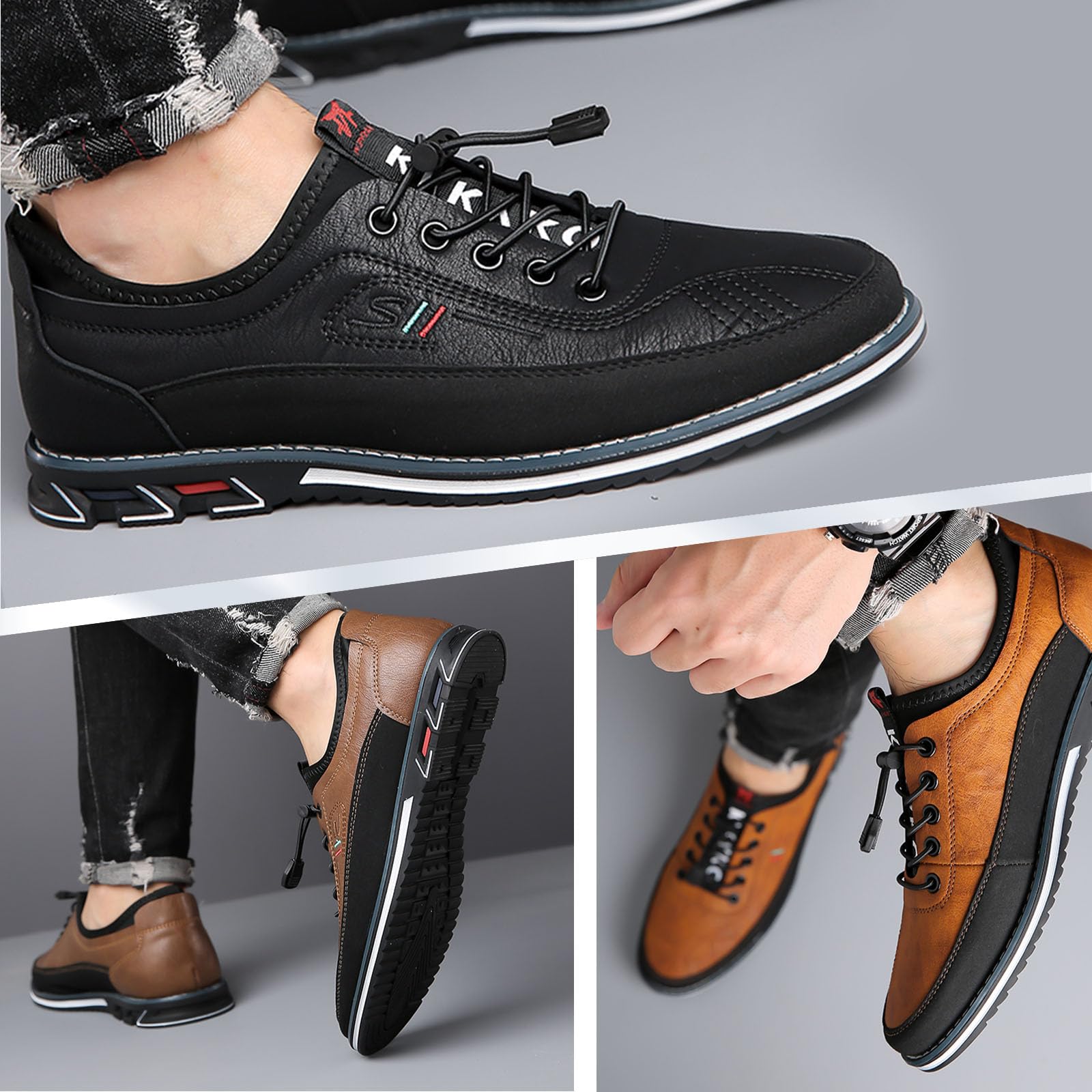 Zapatos de Vestir para Hombre, Mocasines Planos con Cordones Formales Oxford de Cuero Ligero de Negocios Informales, para Ocasiones Formales Masculinas