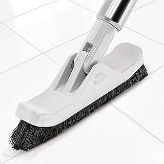 Grout Brush with Long Handle - Heavy Duty Cleaner & Grout Scrubber Tool - Deep Cleaning Hard Wood, Tile, Floors - Handled Bathtub and Shower Scrub - Cleaning Brushes and Supplies for Bathroom Kitchen