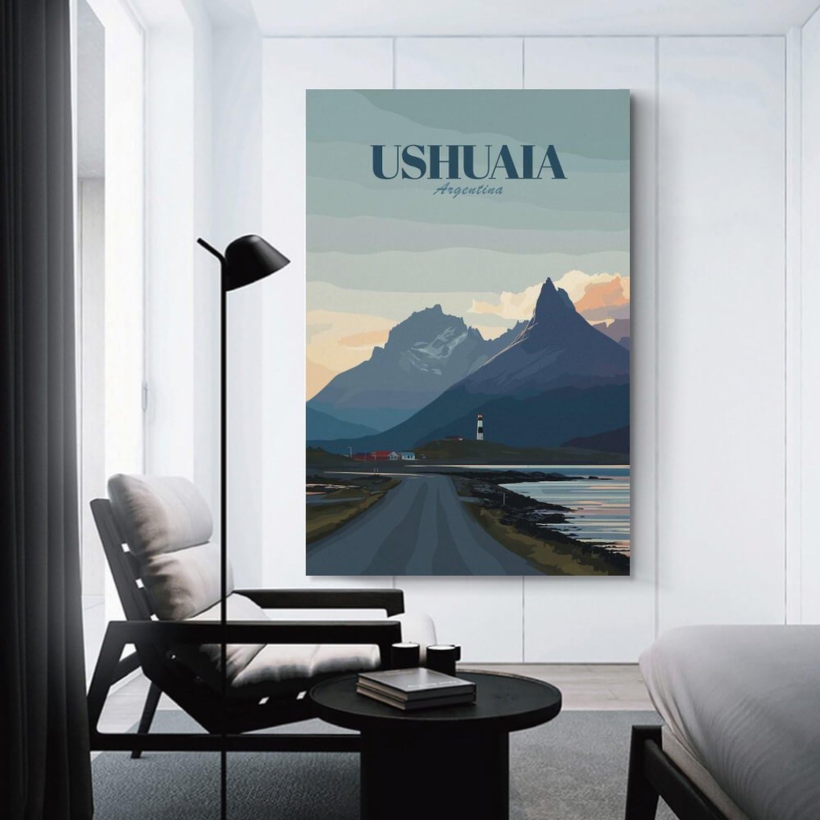 Junmoney Ushuaia, Argentina Travel Room Decor Wall Art 24x36inch(60x90cm), for Entrance Spaces, Stair Walls Or Halls, A Neat Decor Update for Hallways
