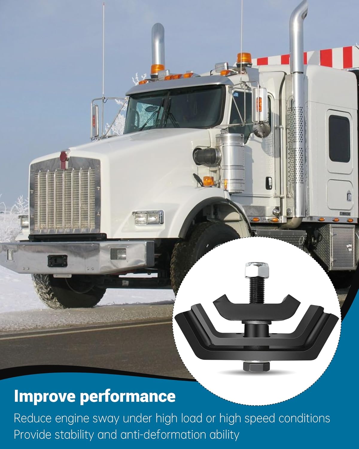 Rubber T800 Motor Mount Compatible with Kenworth T600 T800, W900 Engine Mount, Rear Motor Mounts Replace K066-037, K066-421, K066-377