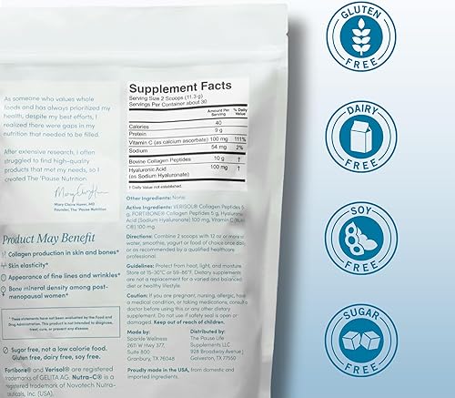 Miniatura 2 de The Pause Life - Péptidos de colágeno para piel y hueso, verisol y fortibone, fórmula en polvo con ácido hialurónico y vitamina C, suplemento sin