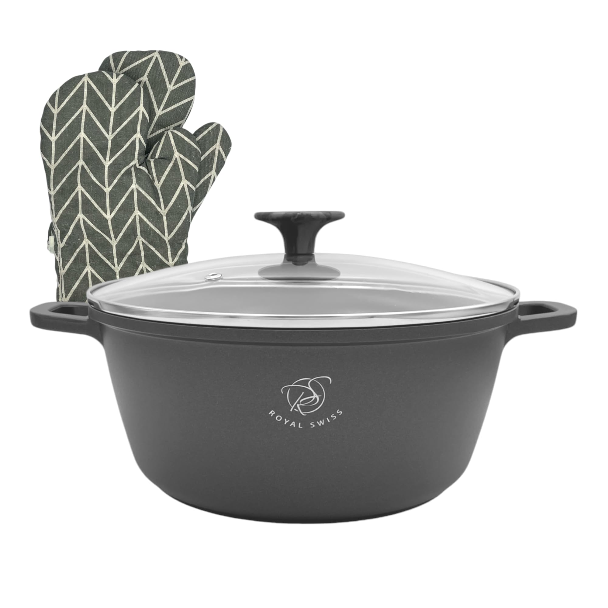 Royal Swiss Faitout, couscoussier, revêtement marbre, 32 cm, Noir