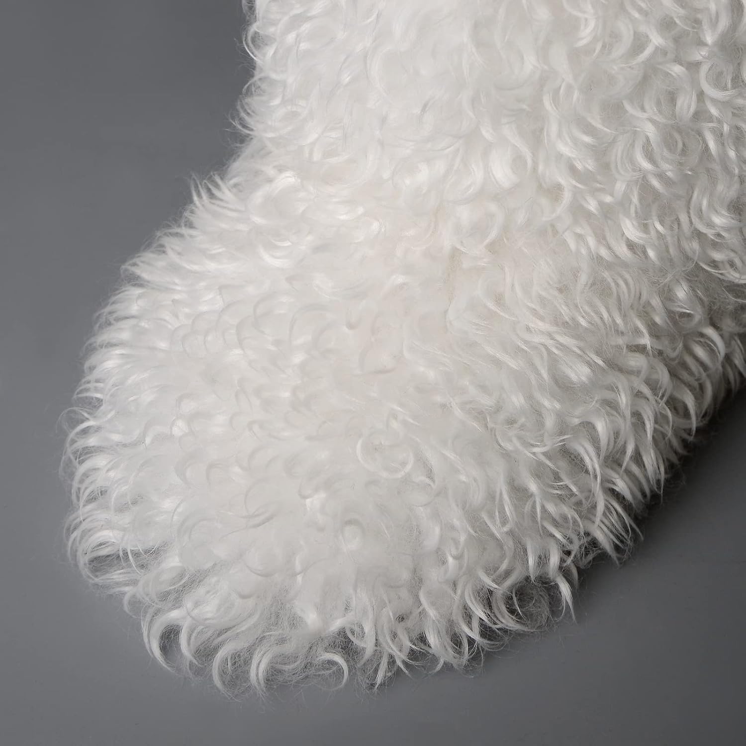 FUNCOS Women's White Faux Fur Boots Furry Fluffy Mid-Calf Winter Wool Boots Party Wear