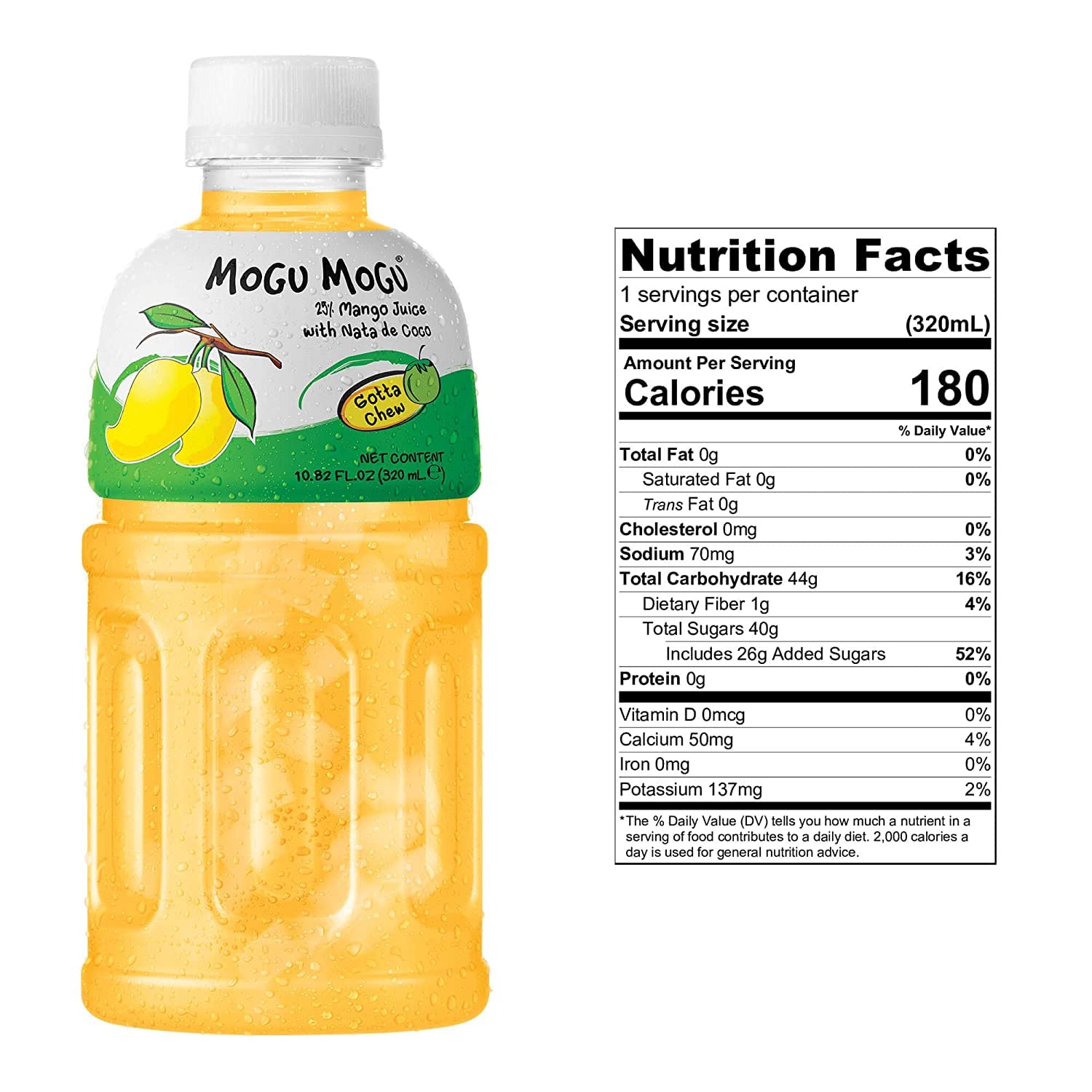 Mogu Mogu Mango Nata De Coco Juice, 10.82 Fl Oz (6 Bottles)