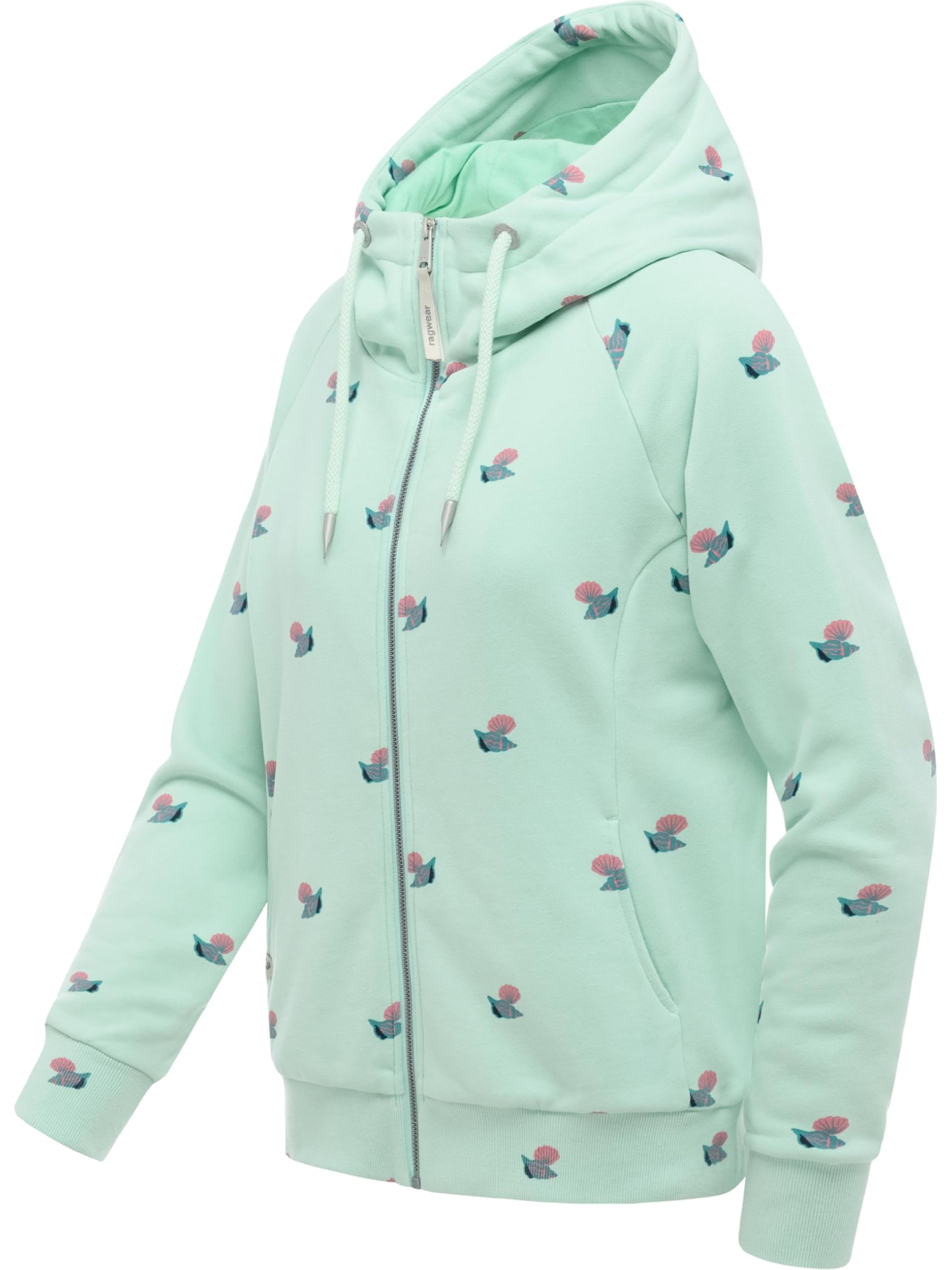 Ragwear Damska luźna bluza treningowa kurtka sportowa z kapturem i nadrukiem muszli Fllawia Shells Mint rozm. M