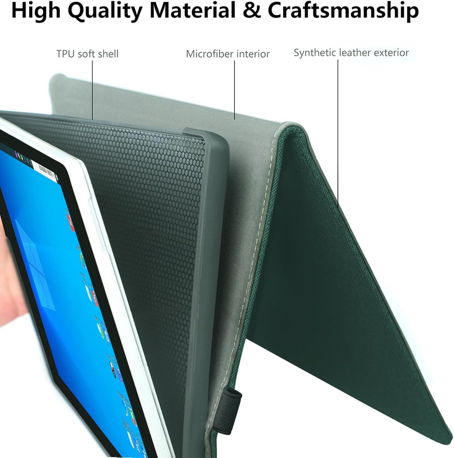 Megoo Surface Pro X Case Cover for Microsoft Surface Pro X 13" with Stylus Pen Holder Multiple Angle Adjustment Folio Stand Protective Case (Cyan)