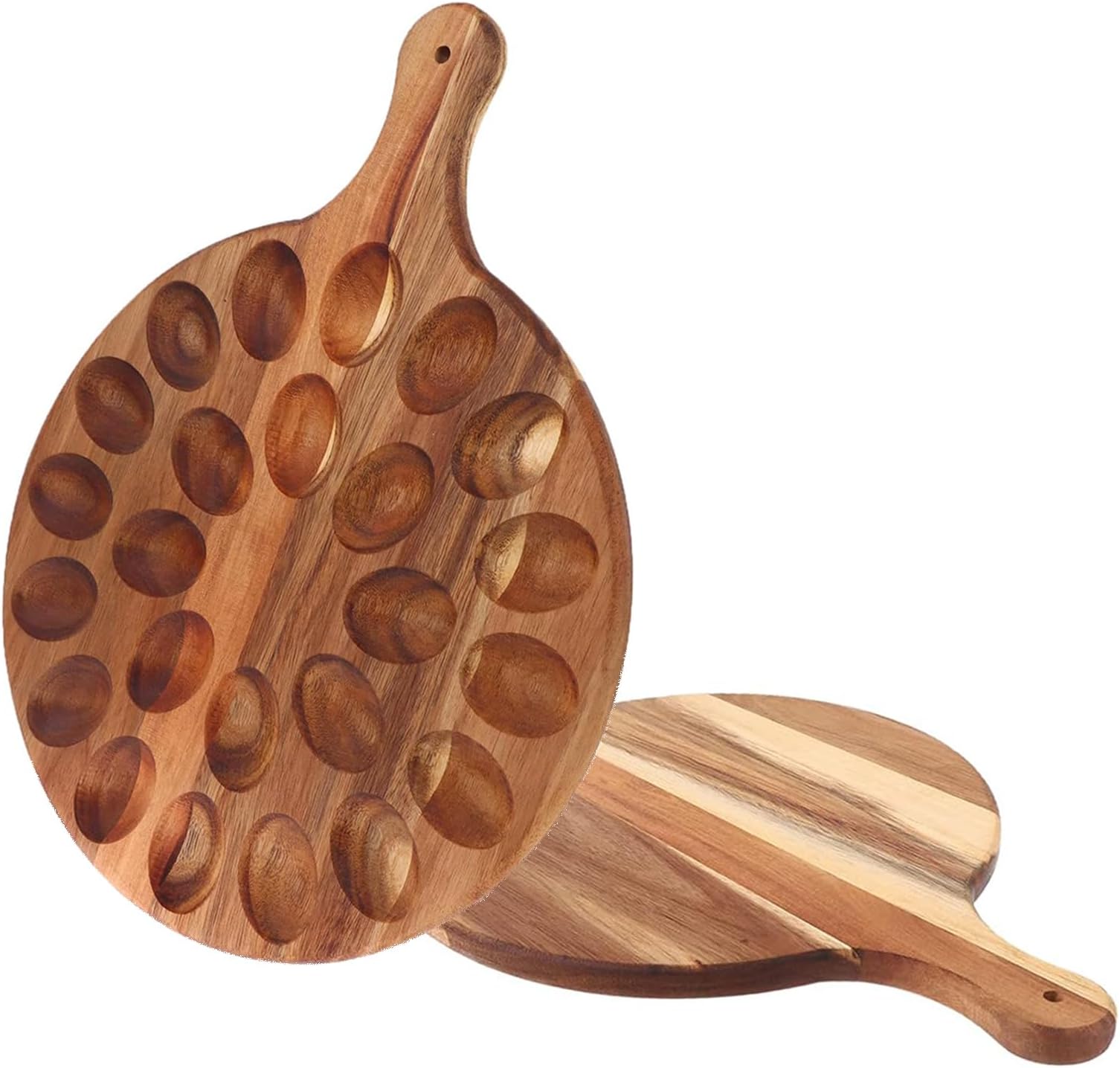 Deviled Egg Tray Acacia Wood Deviled Egg Platter 24 Holes Round Deviled