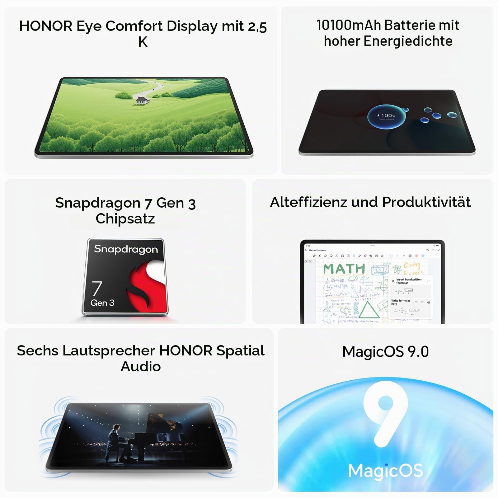 HONOR Pad 10 Tablet 8+256GB 12,1-Zoll Wi-Fi-Tablets Grau
