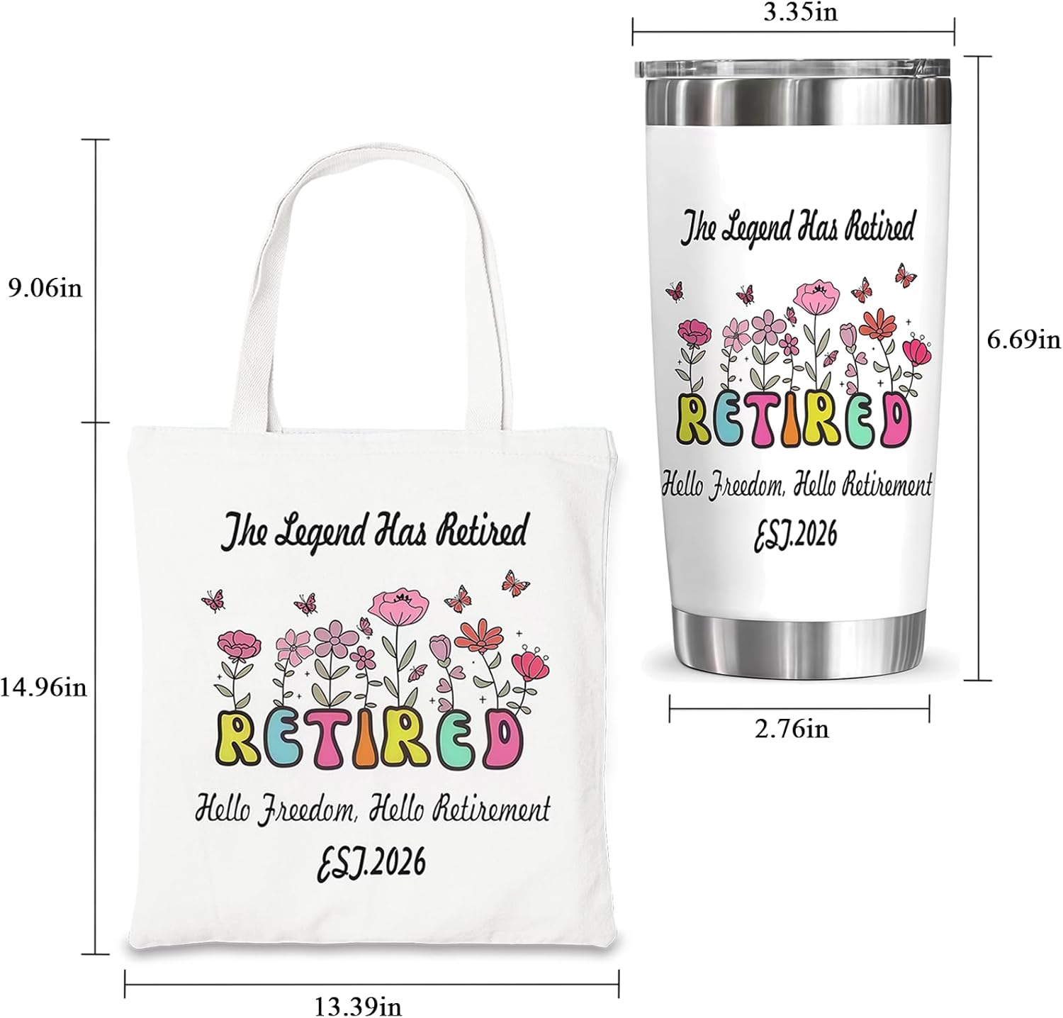 Retirement Gifts for Women 2026 - Happy Retired Gift for Teacher, Mom, Nurse, Coworker, Boss - Funny Retiring Coffee Tumbler & Canvas Tote Bag, The Legend Has Retired Gifts Cup & Bag Set - Image 3