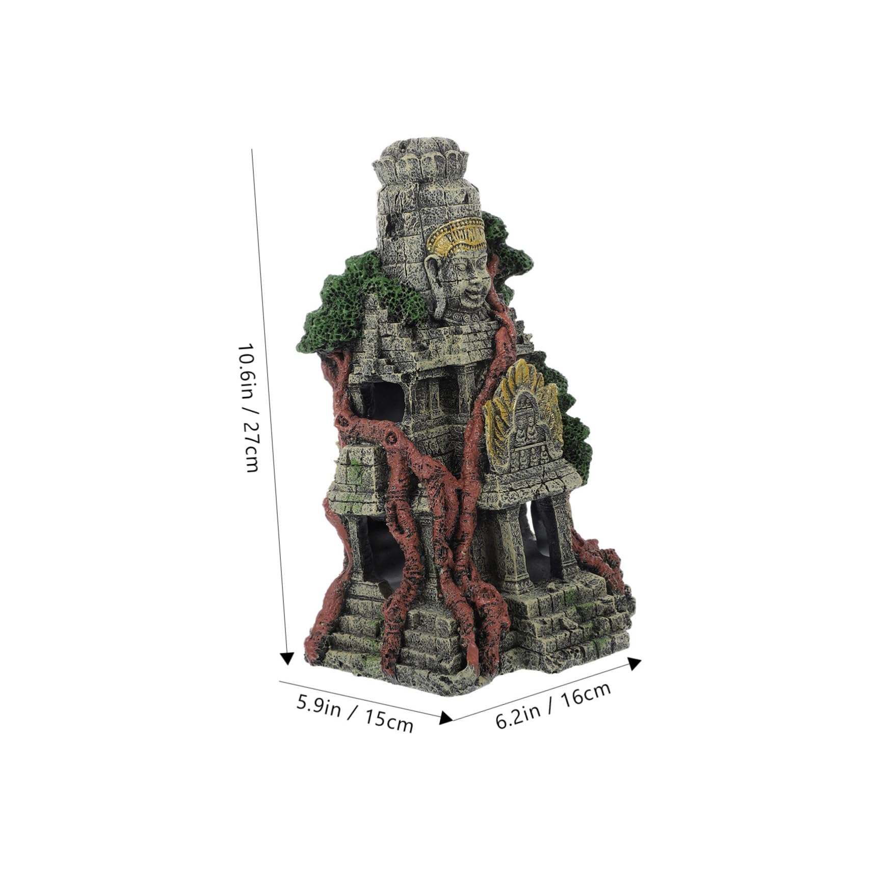 Mipcase Decoración De Templo De Simulación para Acuario Adorno De Resina para Peces Cueva De Escondite para Decoración De Templo Funciona como Refugio para Peces Agua para Acuarios De Agua