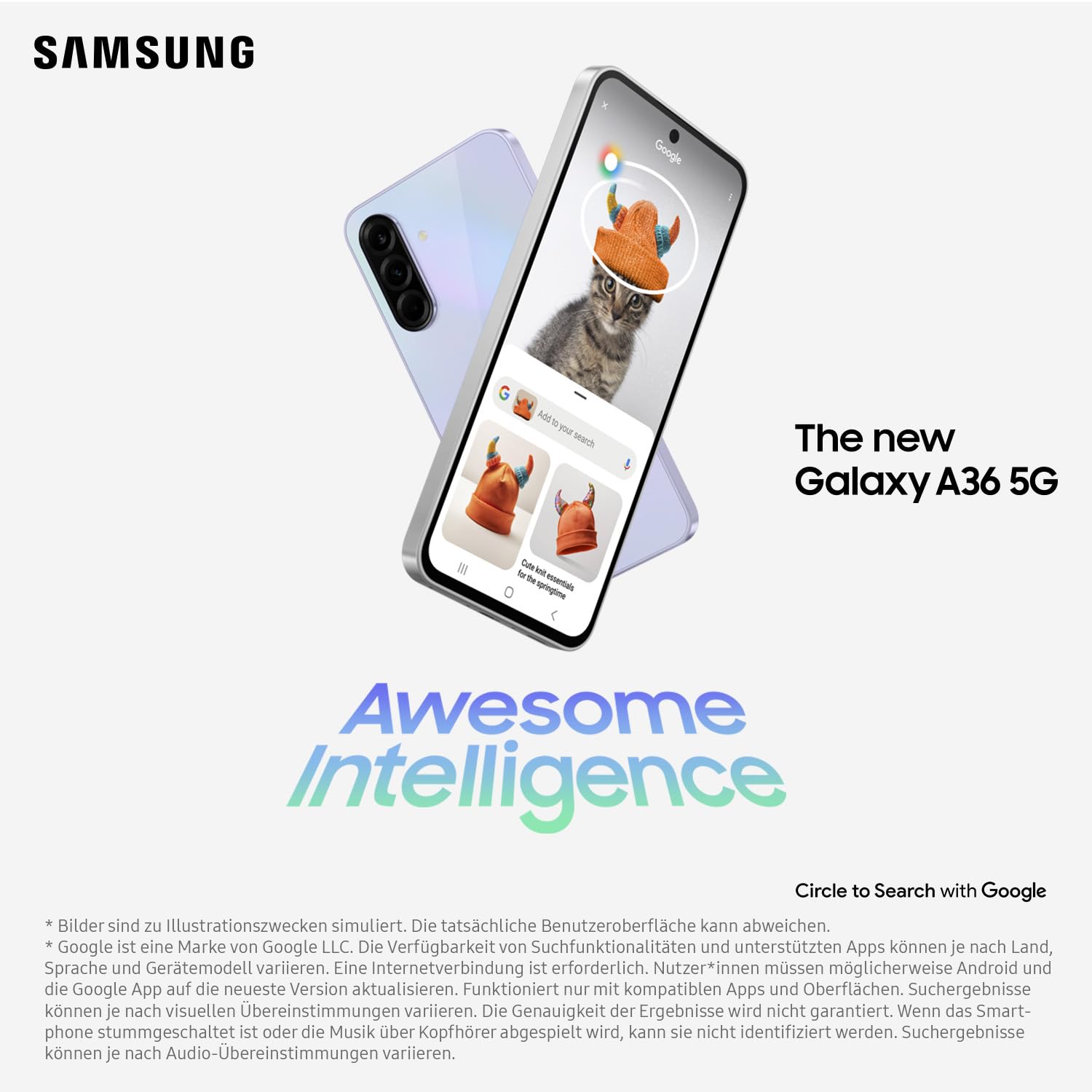 Samsung Galaxy A36 5G AI Smartphone ohne Vertrag, Simlockfreies AI Handy mit Android, 8 GB RAM, 256 GB Speicher, 50-MP-Kamera, Awesome Lime, 2,5 Jahre Herstellergarantie [Exklusiv auf Amazon]