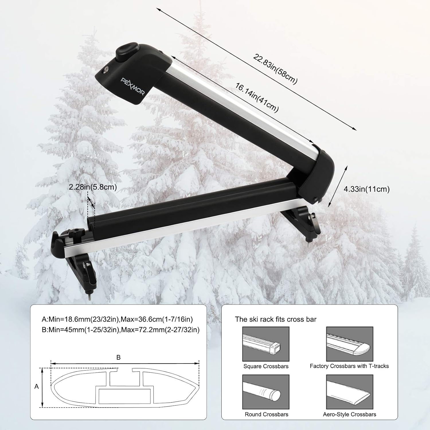 Bonnlo 23" Universal Ski Snowboard Car Racks Fits for 2 Pairs Skis / 1 Snowboards, Aviation Aluminum Lockable Ski Roof Carrier Fit Most Vehicles Equipped Cross Bars : Sports & Outdoors