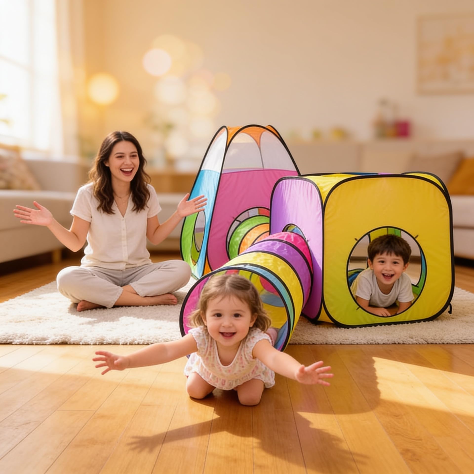 Pop Up Jouer Tente avec Tunnel, Balle Pit pour Enfants, Garçons, Filles, Bébés - Playhouse Intérieur/Extérieur 4 en 1