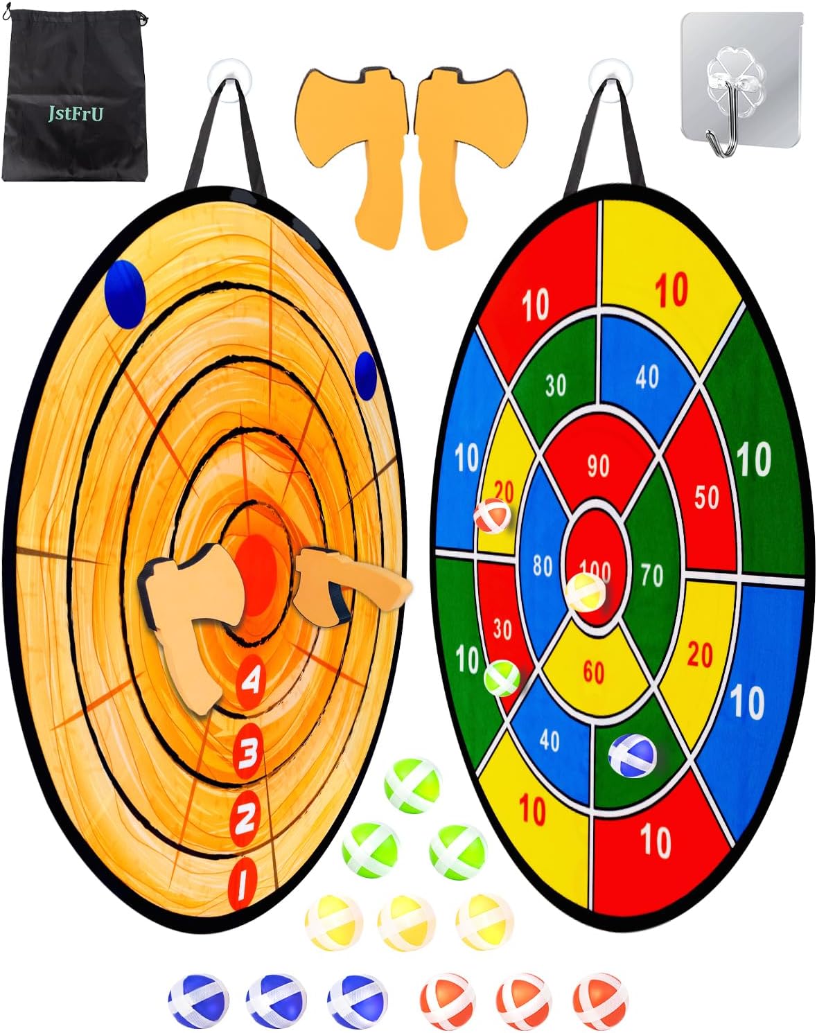 JstFrU Foam Axe Throwing Game Set,26 inch Large Dart Board
