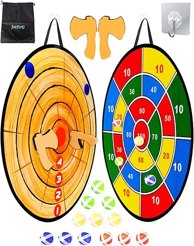 Juego de lanzamiento de hacha de espuma, tablero de dardos grande de 26 pulgadas, juego de objetivo para interiores y exteriores, incluye un