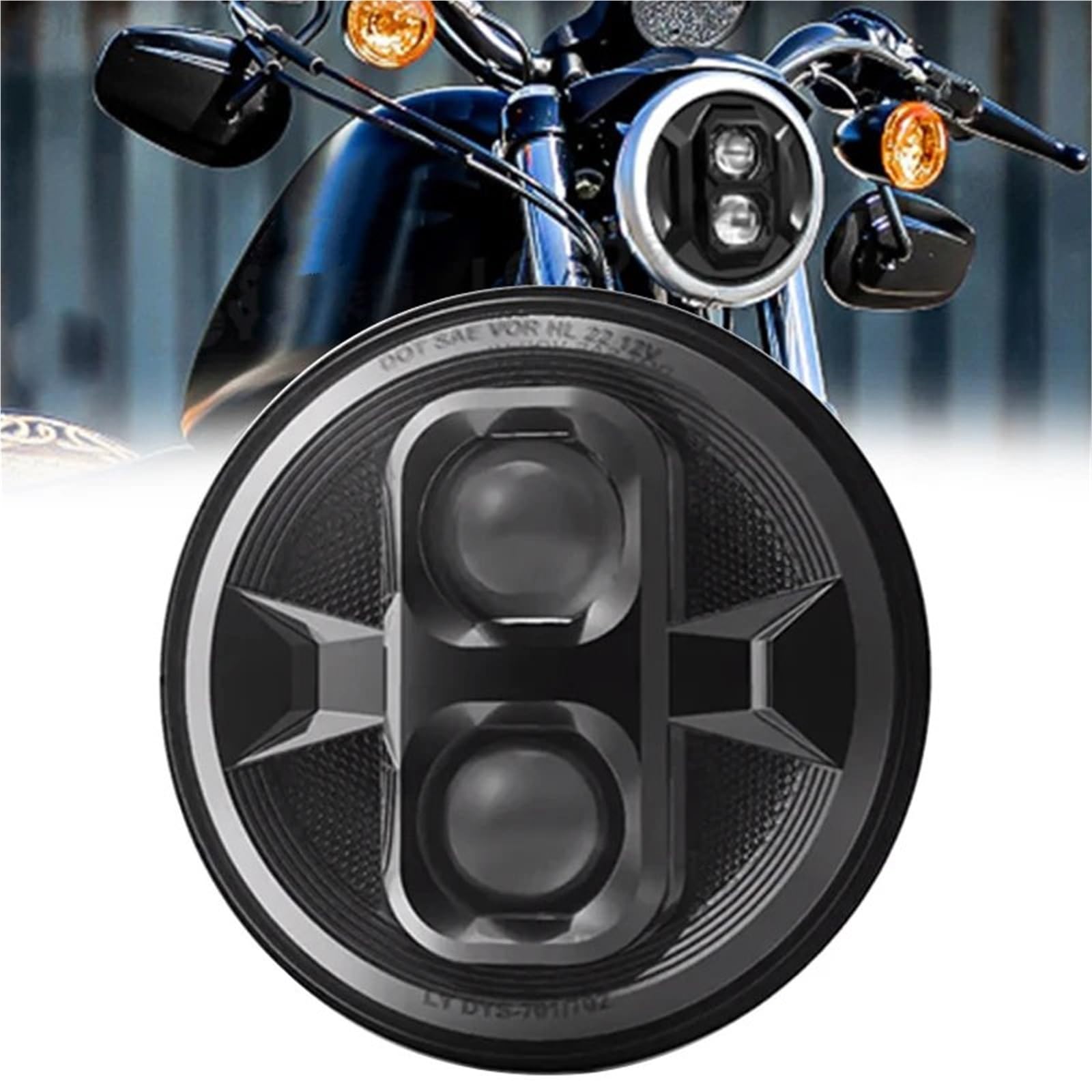 Faro Anteriore per Moto per Sportster per Softail per Dyna per Fat per Boy Moto Nero 7 Pollici Faro Principale A LED 7'' Fari Ausiliari