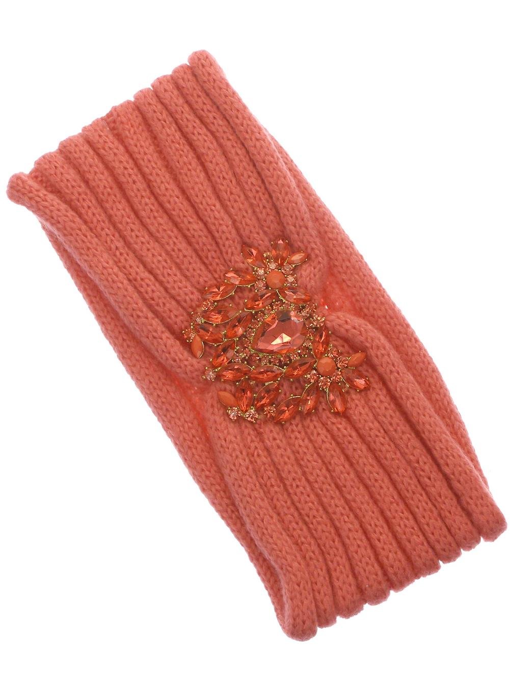 Women's Jewel Accent Knit Head Wrap Black Coral