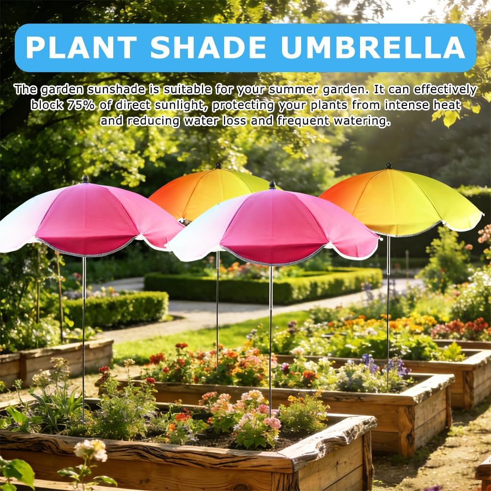 4 Pack Upgraded Plant Umbrellas for Outdoor Plants, 24.8" Larger Garden Plant Umbrella Shade with Adjustable Angle, 40" Higher Sun Shade for Plants, Potted Plant, Garden Beds