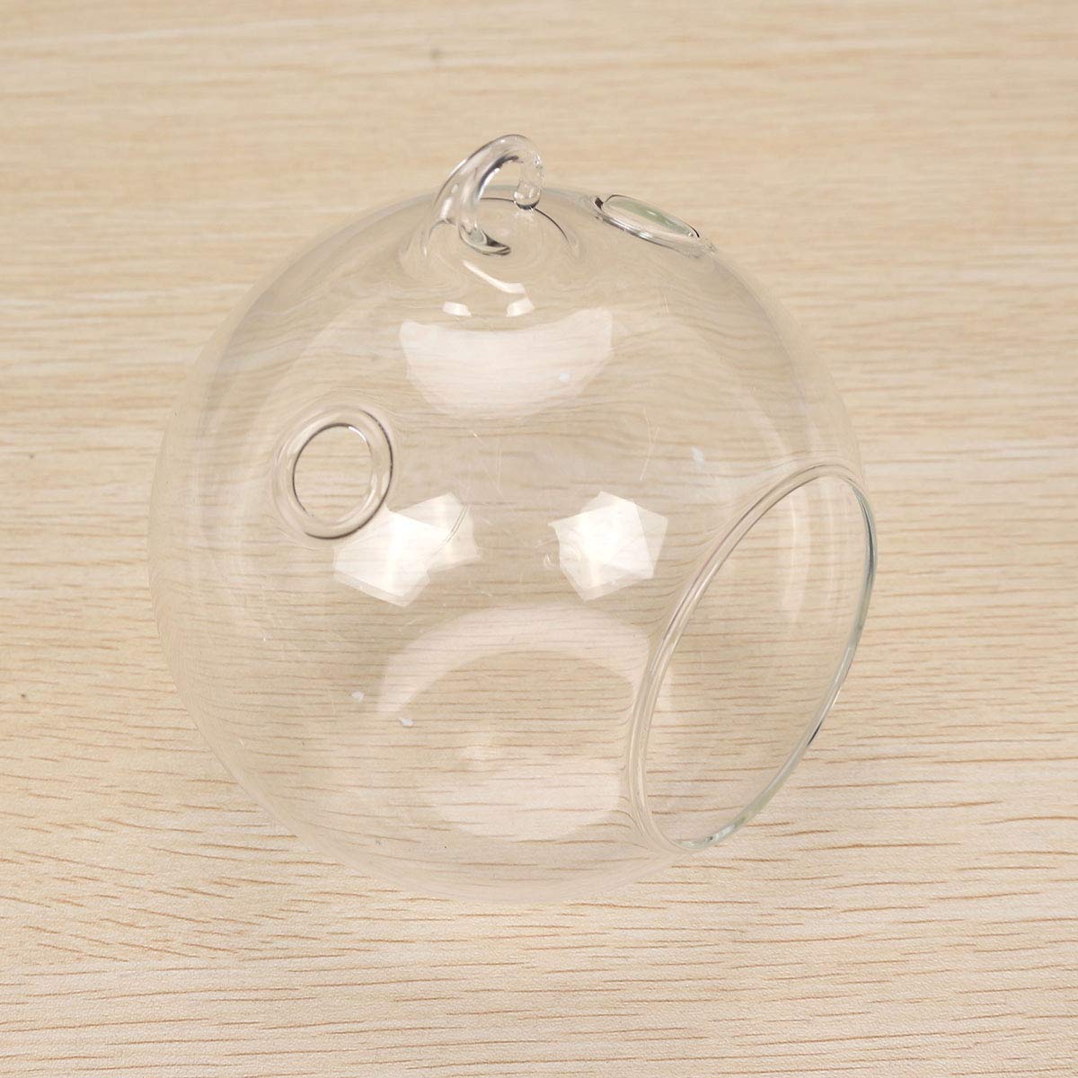 RanDal 6 sztuk okrągłych szklanych świeczek wiszących na świeczki typu tealight, świeczniki na świeczki typu tealight, na imprezę, do domu, dekoracja weselna, 10 cm