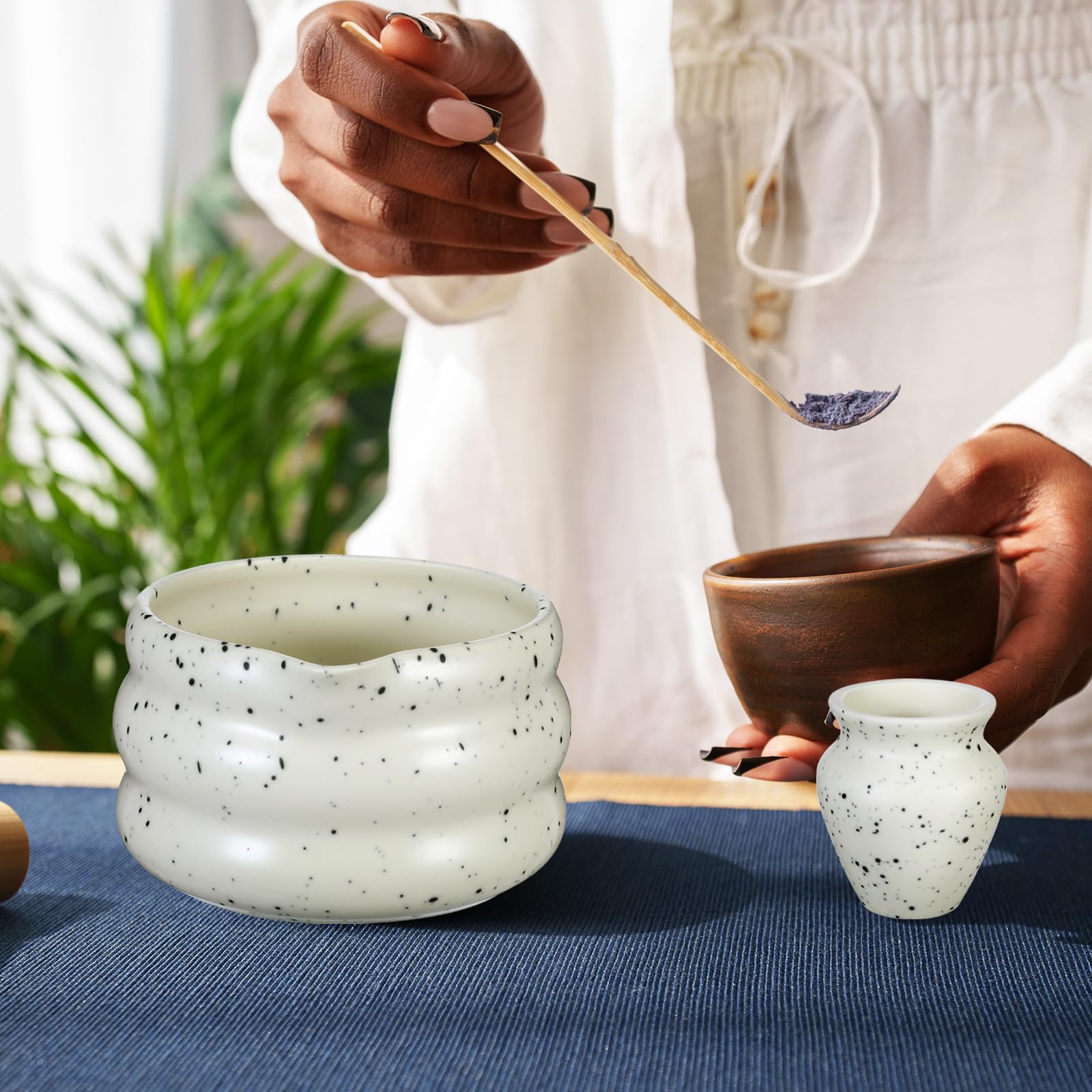 CLISPEED Traditionelles Japanisches Matcha Tee Set Aus Keramik Mit Schale Bambusbesen Und Schaufel Multifunktionales Tee ZubehöR FüR Authentische Teezubereitung Und Geschenk