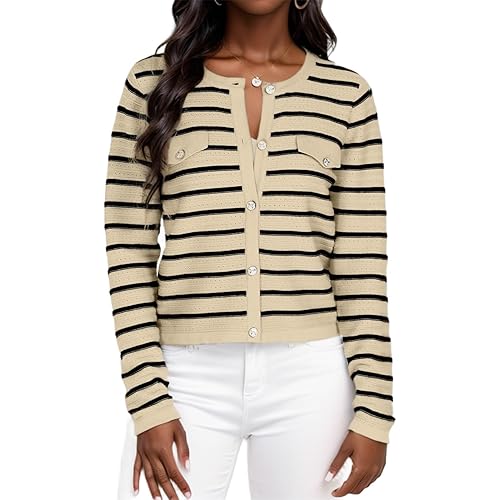 Tanou Women's 2024 Fall Casual Long Sleeve Trendy Cardigan Sweaters Button Knit Lady Jackets