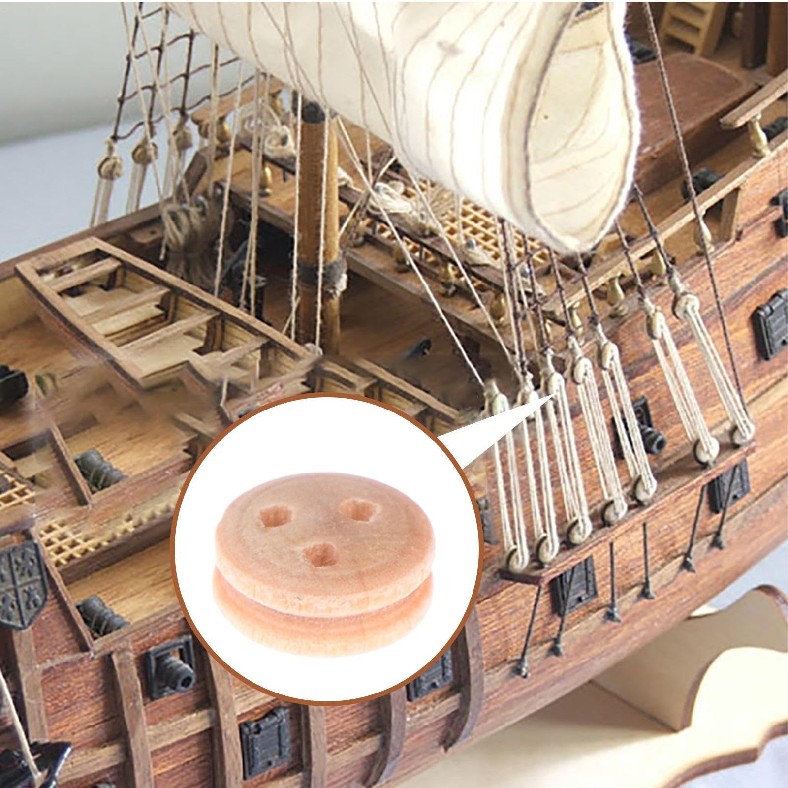 Juego de 20 poleas de madera reutilizables, para construcción de barcos clásicos, piezas de vela, náuticas robustas, juguetes educativos para construir para niños, estudiantes, rafia