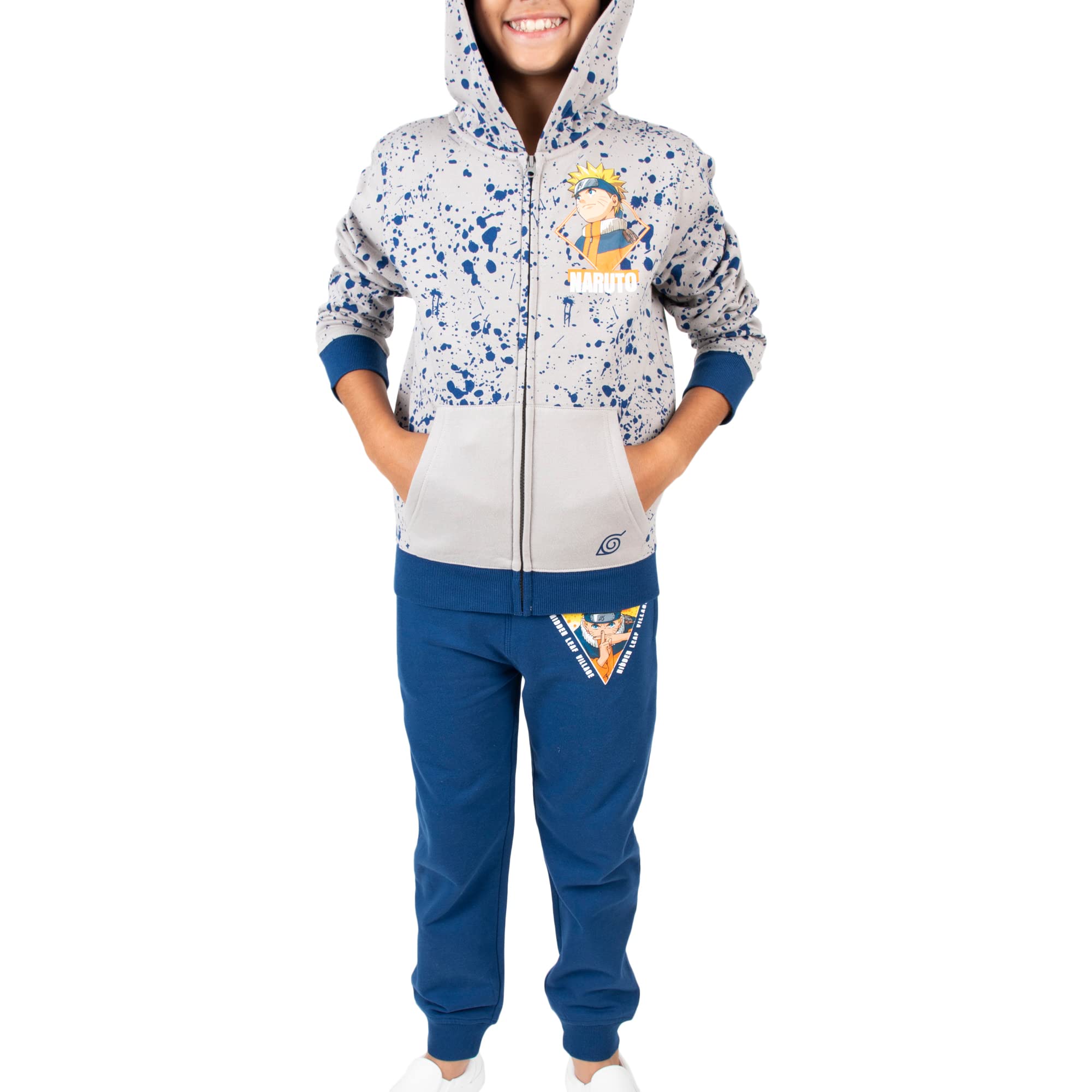 Naruto Classic Youth Boys Sudadera con capucha y pantalones deportivos azul marino, Blue, X-Large