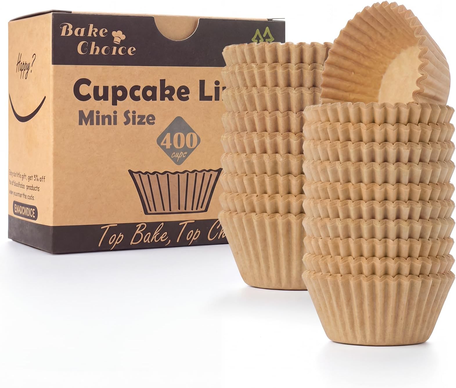 Bake Choice 400pcs Mini Cupcake Cases for Baking, Natural Parchment Petit Four Cases, Food Grade Non Stick greaseproof Truffle Cases for Cake Balls, Muffins, Cupcakes and Candies