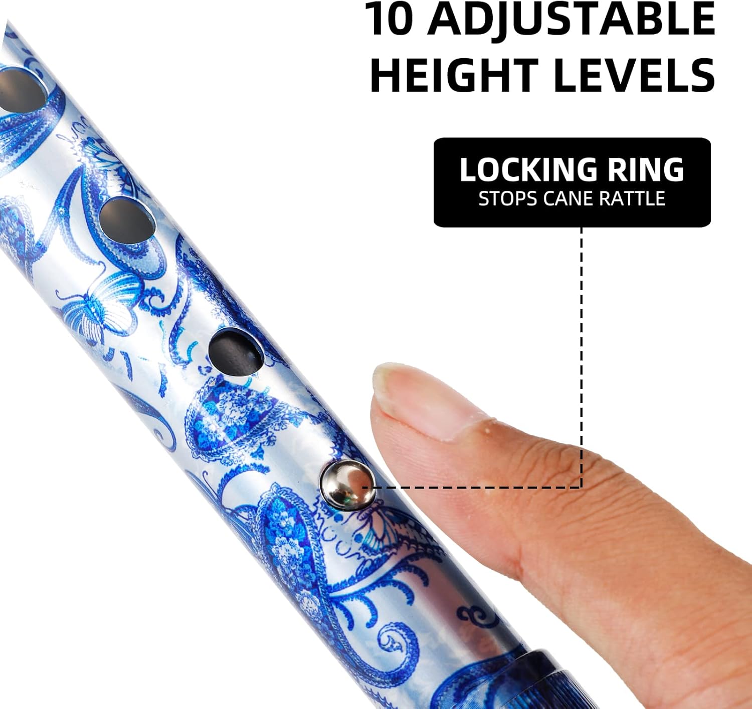 Floral Quad Cane for Women, Adjustable Walking Canes with 3-in-1 Interchangeable Base(3 Tips) for Versatile Support, Stylish & Stable Mobility Aid for Seniors Confidence