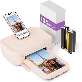 HPRT CP4100 4x6'' Photo Printer with 108 Sheets & 2 Ribbons, Phone Printer for iPhone Android,Full-Color Photo, Mini Portable Instant Photo Printer,Wi-Fi Picture Printer,Thermal Dye Sublimation