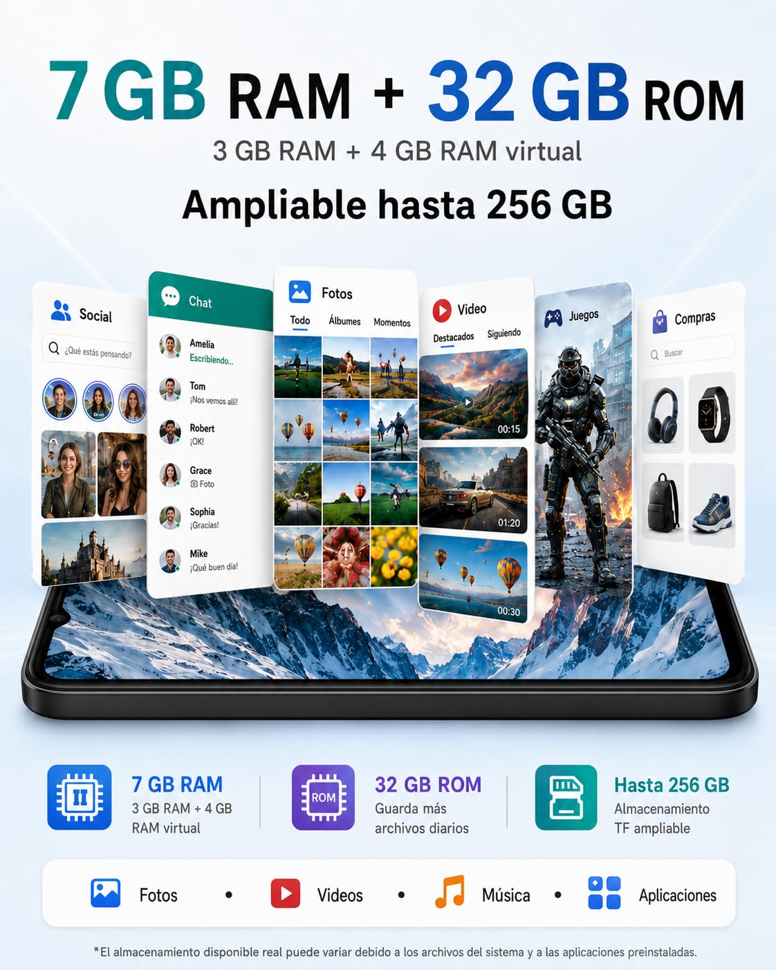 invens Note TK01 Teléfono Móvil Libre, 6.52'' HD+, 7GB+32GB, Cámara 16MP