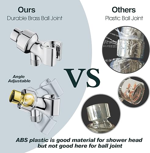 Miniatura 8 de BRIGHT SHOWERS Juego de cabezal de ducha de mano con 9 ajustes de pulverización de alta presión con brazo de extensión de cabezal de ducha de 5
