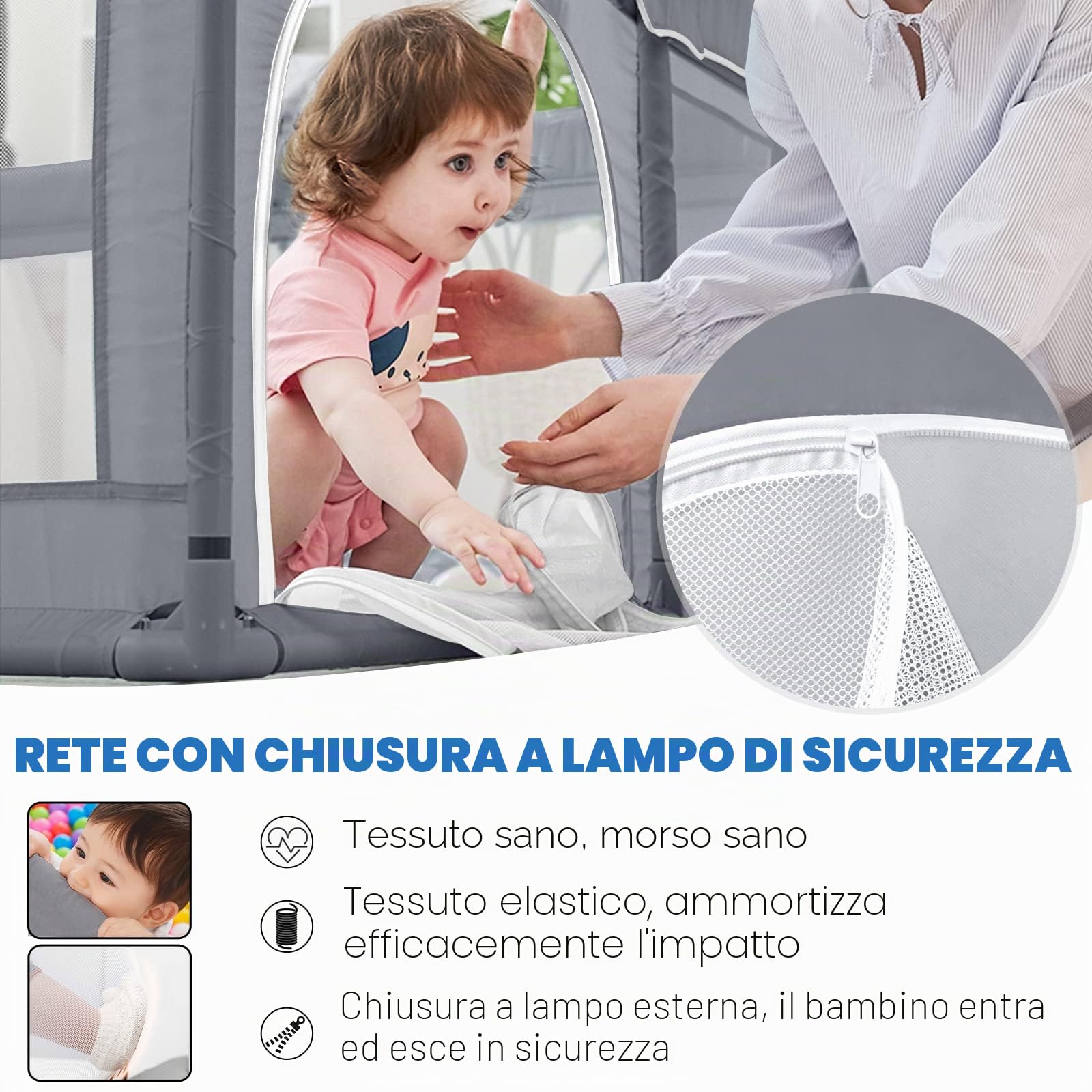 NAIZY Box per bambini, con base antiscivolo e rete traspirante, per interni ed esterni (127 x 127 x 68 cm)