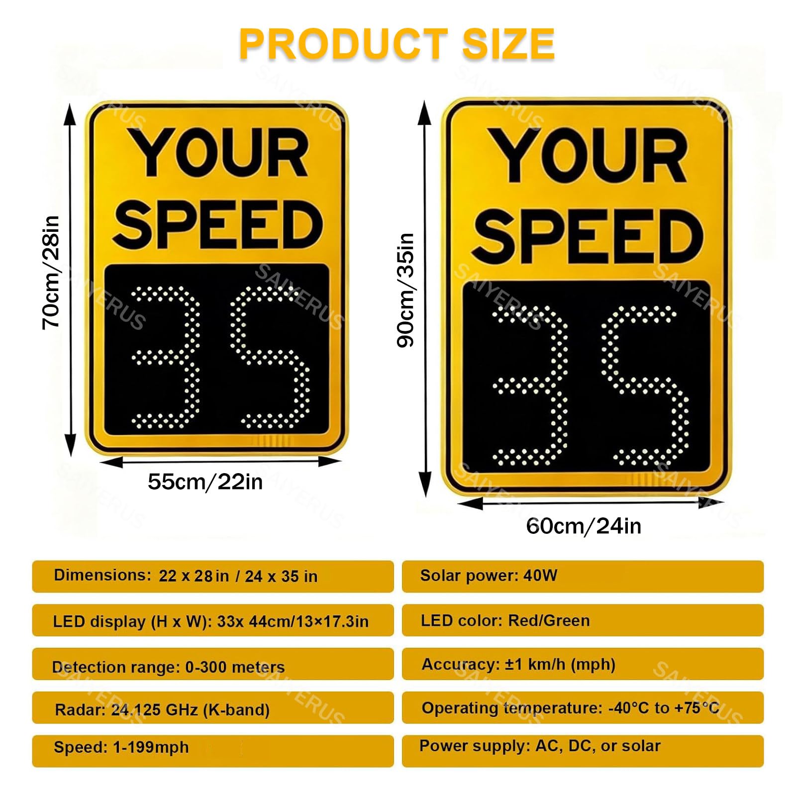 Señal de velocidad de radar solar, pantalla LED de advertencia de tráfico con control remoto, detector de velocidad de 1 a 199 mph para seguridad vial, señal de retroalimentación de límite de