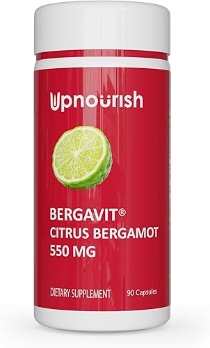 UpNourish Suplemento de bergamota cítrica - BERGAVIT Extracto de bergamota cítrica italiana de 550 mg para mujeres y hombres, 90 cápsulas veganas
