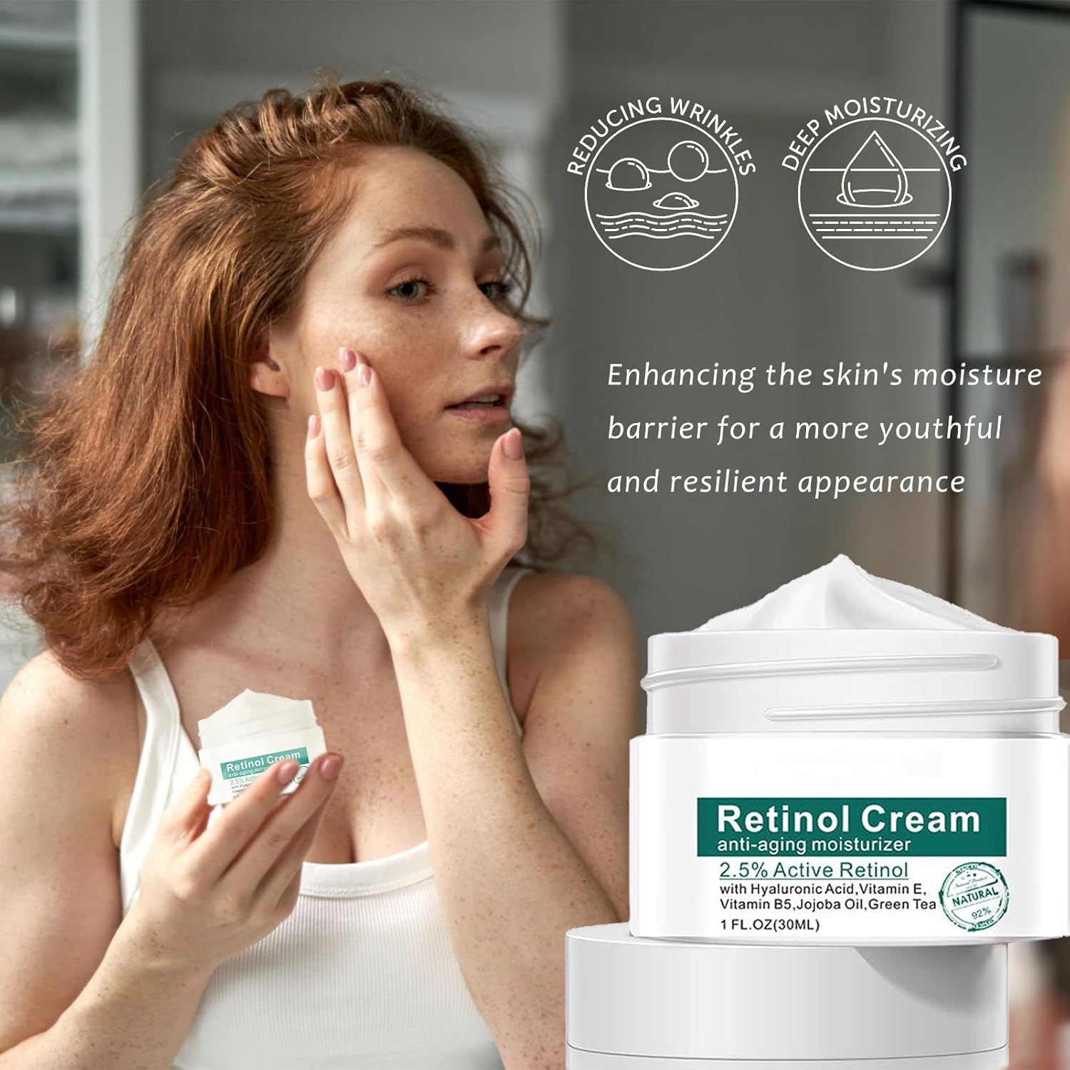 2.5% Active Retinol Cream for Face, Wrinkle Cream for Women with Hyaluronic Acid, Anti-Wrinkle Day and Night Cream for Women Anti Aging Face Creams for Women & Men All Skin Types - Image 4