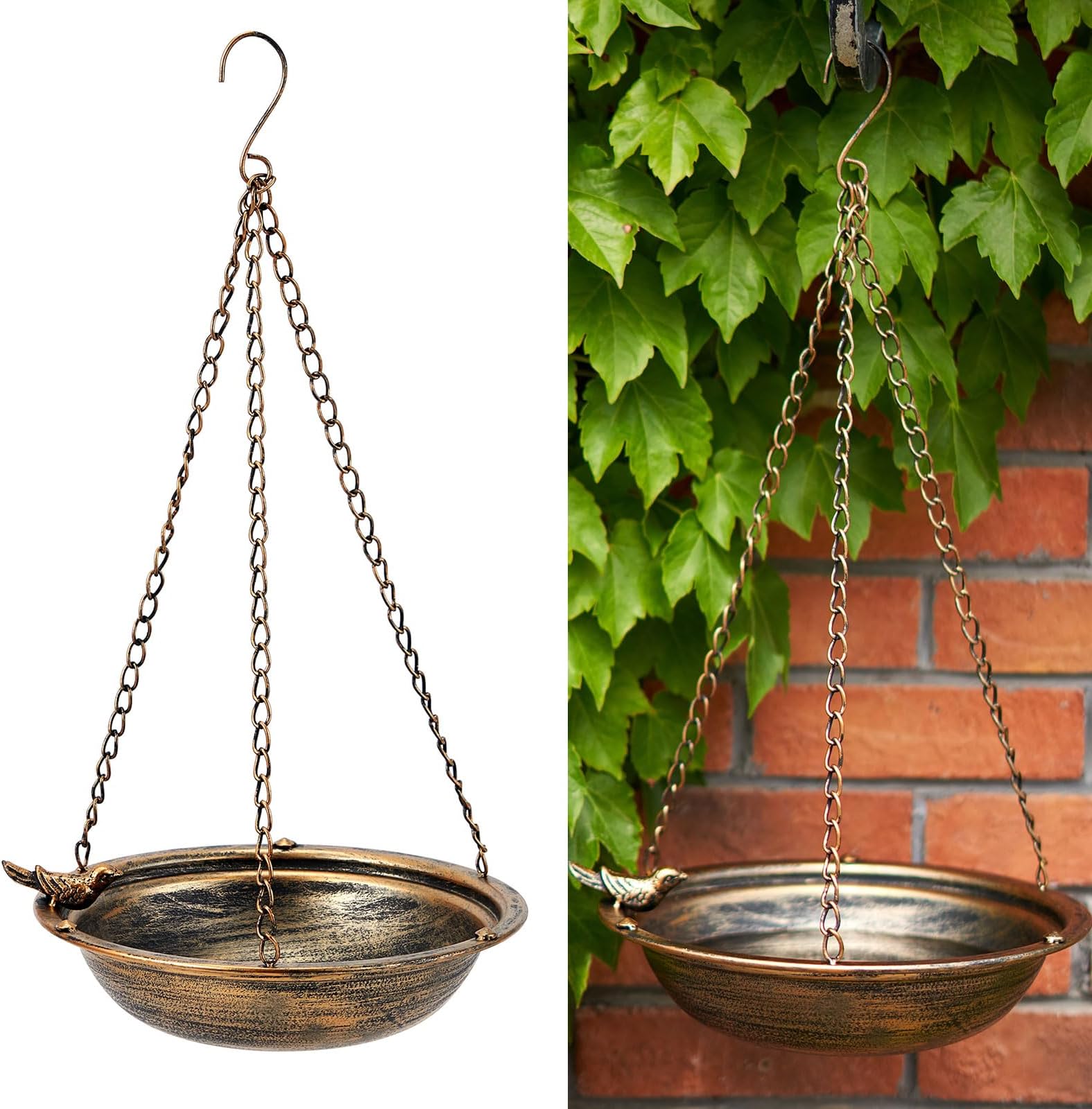 11.2" Metal Hanging Bird Baths for Outdoors,Outdoor Bird Feeder,Backyard, Patio Garden Yard Decoration