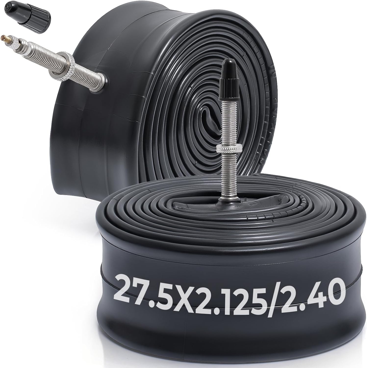 2 x bicycle inner tube 27.5 inches 27.5 x 2.125/2.25/2.30/2.35/2.40 with FV48 mm valve presta valve 52/62-584 inner tube compatible with roads/city bike/mountain bike