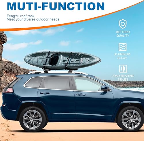 Miniatura 9 de FengYu Barras transversales de techo aptas para Jeep Patriot 2007-2017, barras transversales de aluminio, barras de carga, portaequipajes, canoa,