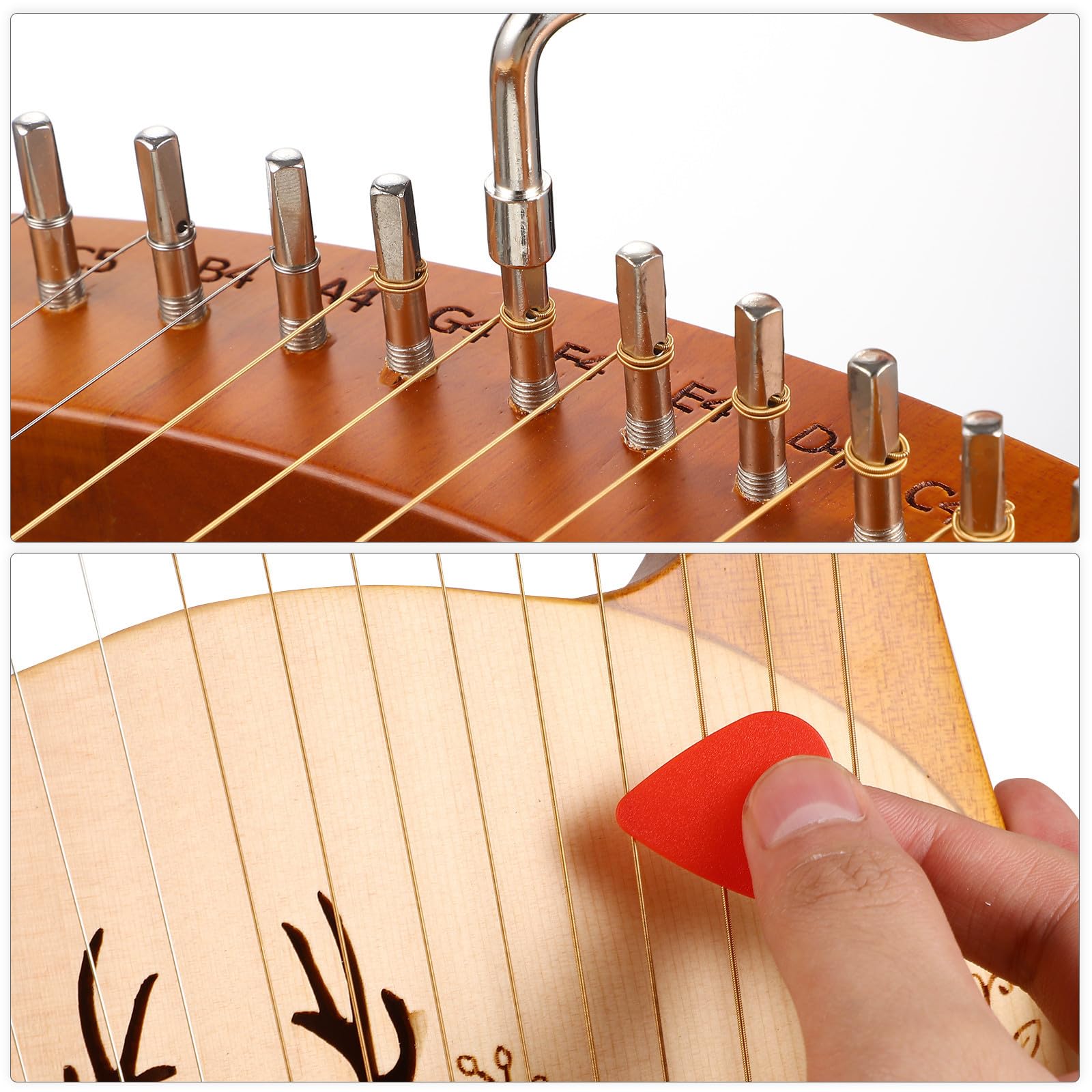 GALPADA Lira a 19 Corde in Legno con Chiave di Accordatura, Suono Chiaro e Fluido, Bordi Arrotondati, Set Completo con Borsa per Principianti, Strumento Musicale Portatile