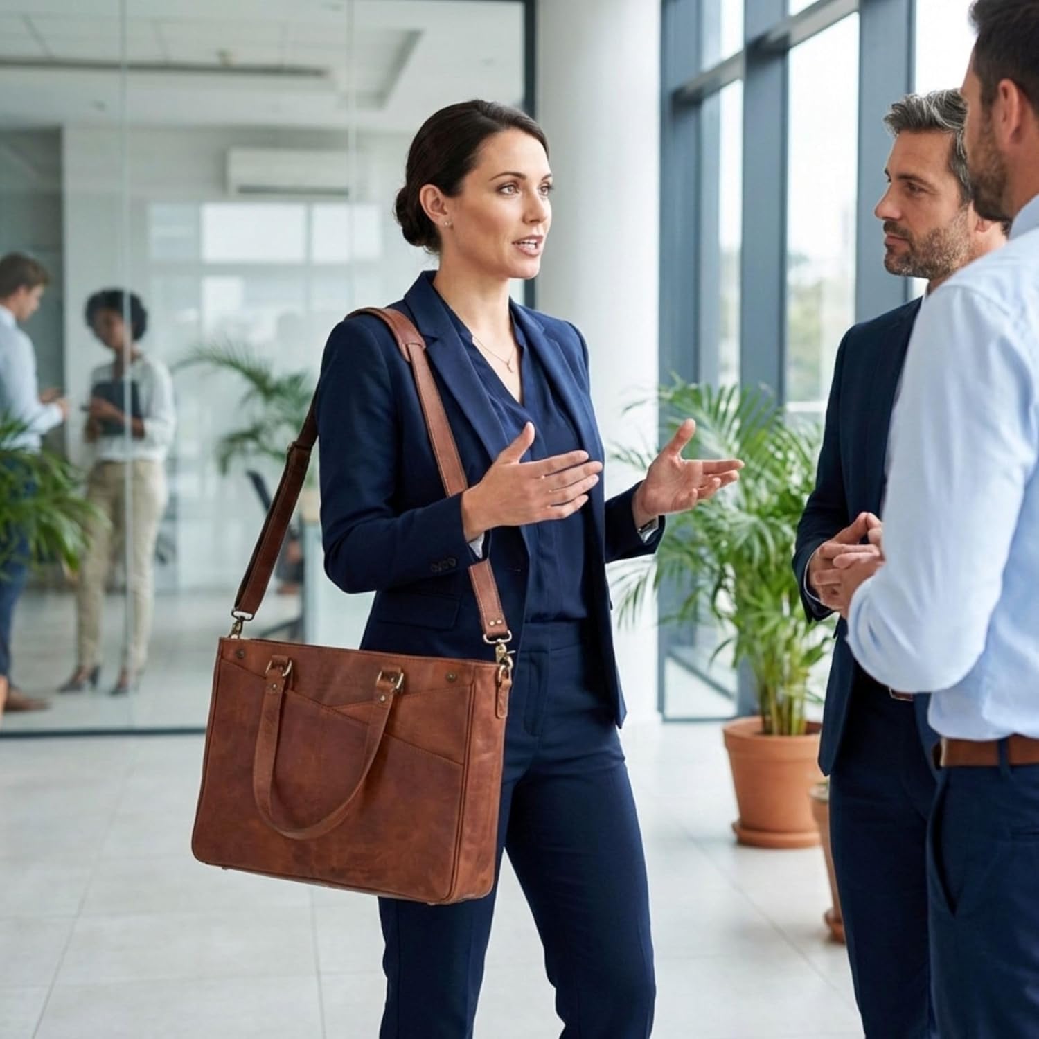17-inch Genuine Leather Laptop Bag for Women – Large Brown Leather Work Tote with Laptop Compartment, Womens Computer Bag, Briefcase & Messenger Style for Office, Business, Travel & Teacher Gifts | Genuine Leather