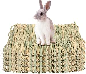 3-Piece Bunny Grass Mat Bed Set - Natural Woven Straw Mats For Rabbits, Guinea Pigs, Hamsters - View #3